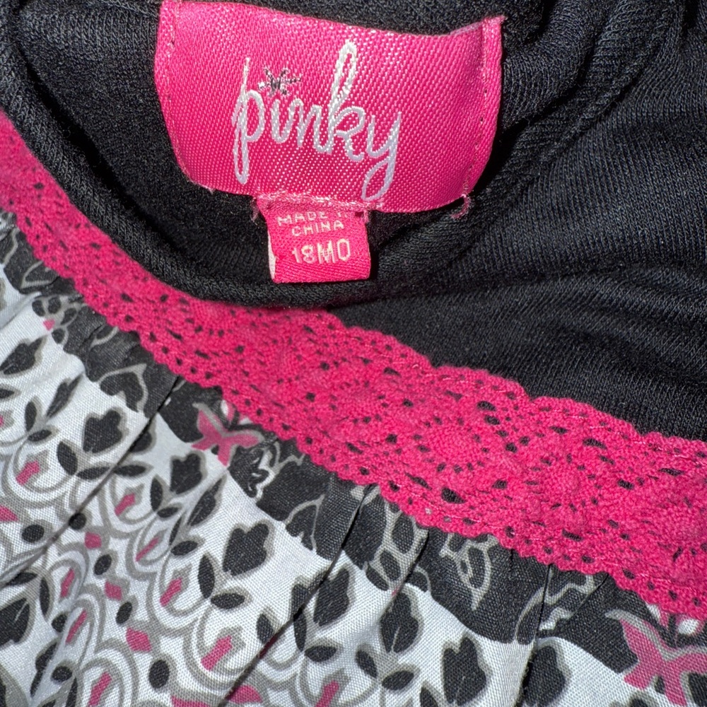 Pinky Black and Pink Kids Casual Dress - Picture 2 of 3